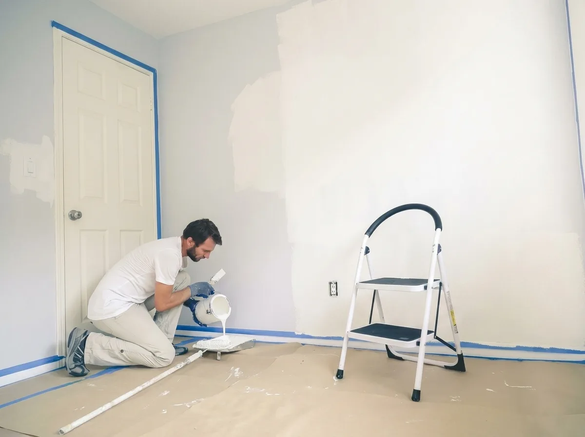 MyFixio professional painter prepping a room in Madrid