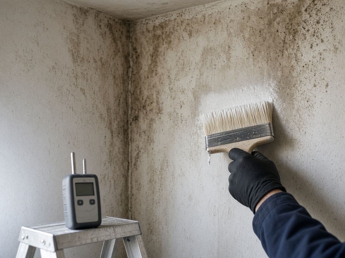 Pared con manchas de humedad en tratamiento